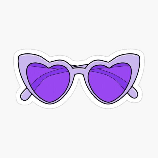 Purple Heart Sunglasses Aesthetic Sticker