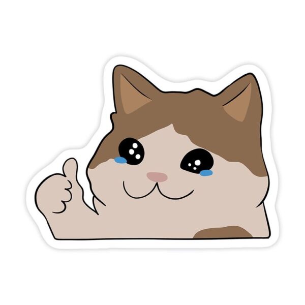 Cute Crying Cat Thumbs Up Sticker